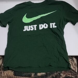 Nike Dark Green Tee with Neon Swoosh